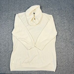 Woolovers Cream Merino Wool Cashmere Cowl Neck Sweater Womens XL 3/4 Sleeve